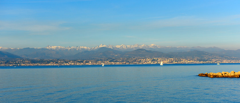 France, French Riviera, the coastline from the city of Antibes