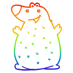 rainbow gradient line drawing cartoon happy bear