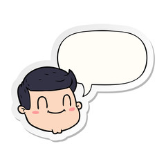 cartoon male face and speech bubble sticker
