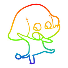 rainbow gradient line drawing cute cartoon elephant