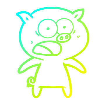 recommend clip art: cold gradient line drawing cartoon pig shouting