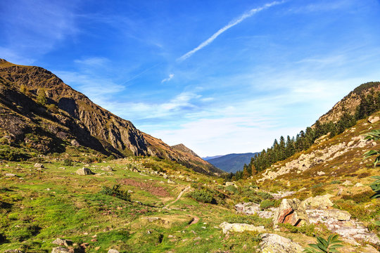 GR10, Hiking of tne Etang de Comte, Ariege Pyrenees, Occitanie, France