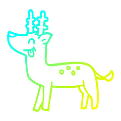 cold gradient line drawing cartoon happy deer