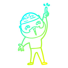 cold gradient line drawing cartoon happy bearded man