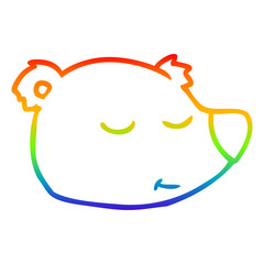 rainbow gradient line drawing cartoon polar bear face