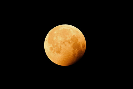 Seine et Marne. Total lunar eclipse of 21 January 2019. End of the partial phase after the totality.