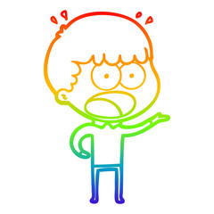rainbow gradient line drawing cartoon shocked man