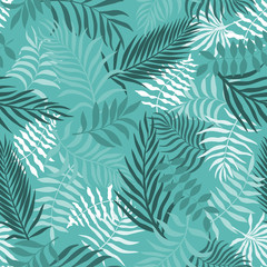 Fond tropical avec des feuilles de palmier. Motif floral sans couture. Illustration vectorielle de l& 39 été. Imprimé jungle plat