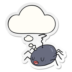 cartoon spider and thought bubble as a printed sticker