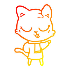 warm gradient line drawing cartoon cat