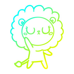 cold gradient line drawing cartoon lion