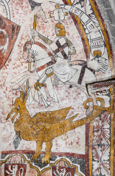 Auvergne Rhone-Alpes - Haute-Looire - murals paintings of the church of Mazerat-Aurouze.