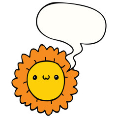 cartoon flower and speech bubble