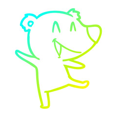 cold gradient line drawing laughing bear cartoon
