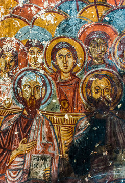 Turkey, Goreme National park and the rock sites of Cappadocia, murals of the Snake troglodyte church (14th century, representing the Old Testament, the 12 Tribes of Israel), Soganli valley (UNESCO World Heritage)