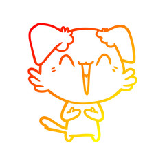 warm gradient line drawing happy little cartoon dog laughing