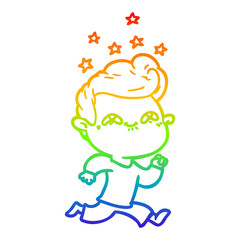 rainbow gradient line drawing cartoon excited man
