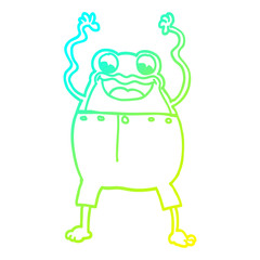 cold gradient line drawing cartoon frog
