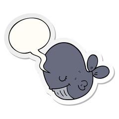 cartoon whale and speech bubble sticker