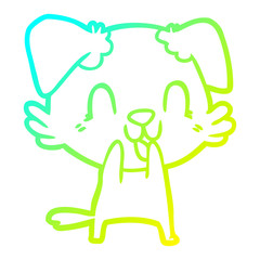 cold gradient line drawing laughing cartoon dog