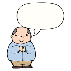 cartoon balding man and speech bubble