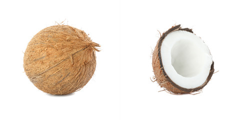 Fototapeta na wymiar Fresh tropical coconut isolated on white background