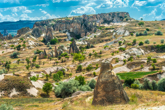 Turkey, Goreme National park and the rock sites of Cappadocia, hoodoos in development in th Ugurp valley