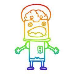 rainbow gradient line drawing cartoon robot