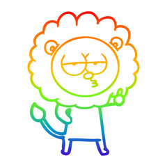 rainbow gradient line drawing cartoon bored lion