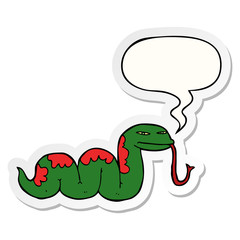 cartoon slithering snake and speech bubble sticker