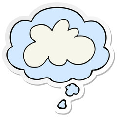 cartoon decorative cloud symbol and thought bubble as a printed sticker