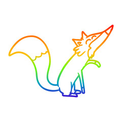 rainbow gradient line drawing cartoon fox