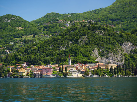 The small town of Varenna, Italy from the ferry to Bellagio