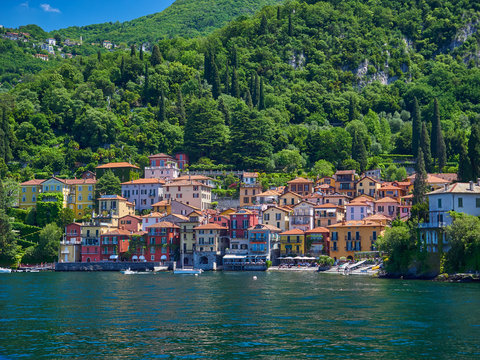 The small town of Varenna, Italy from the ferry to Bellagio