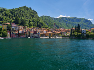The small town of Varenna, Italy from the ferry to Bellagio