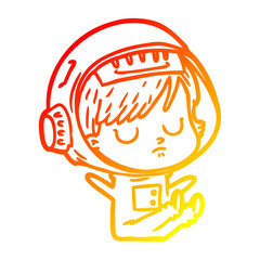 warm gradient line drawing cartoon astronaut woman