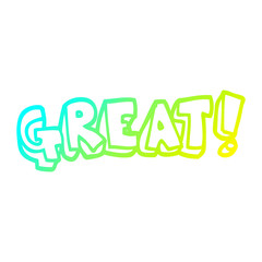 cold gradient line drawing cartoon word great