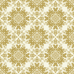 Classic seamless pattern. Damask orient ornament. Classic vintage golden and white background