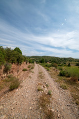 Fototapeta na wymiar Rural road between mountains of the Sierra de Gudar, Valbona