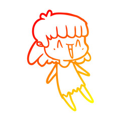 warm gradient line drawing cartoon woman