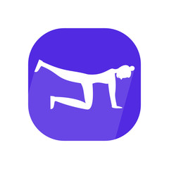 Girls doing exercises in the gym. Arms, legs and butt training for women. Icon with long shadow and flat vector symbol.