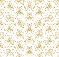 Fototapeta premium Floral ornament. Seamless abstract classic background with flowers. Pattern with golden repeating floral elements