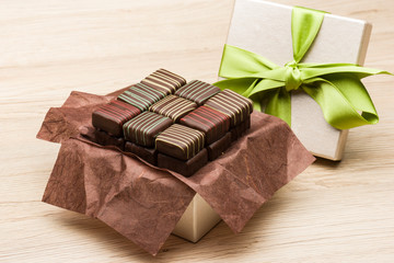 assorted chocolates confectionery in their gift box