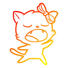 warm gradient line drawing cartoon singing cat