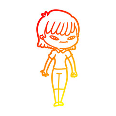 warm gradient line drawing cartoon woman