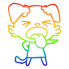 rainbow gradient line drawing cartoon disgusted dog
