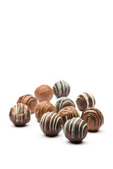assorted chocolates confectionery on white background