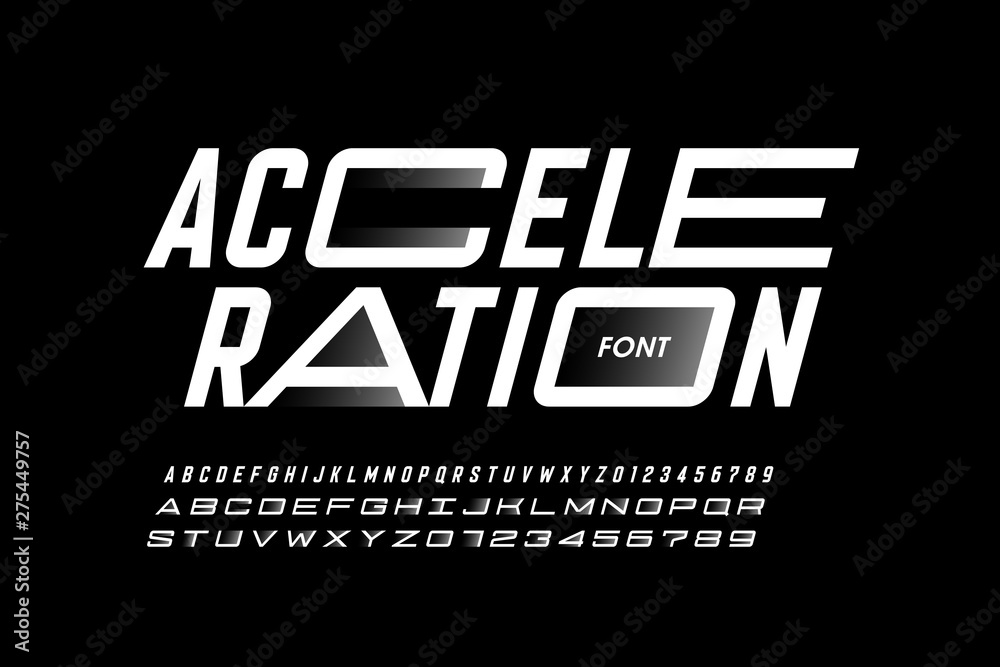 Fototapete acceleration style font design, alphabet letters and numbers