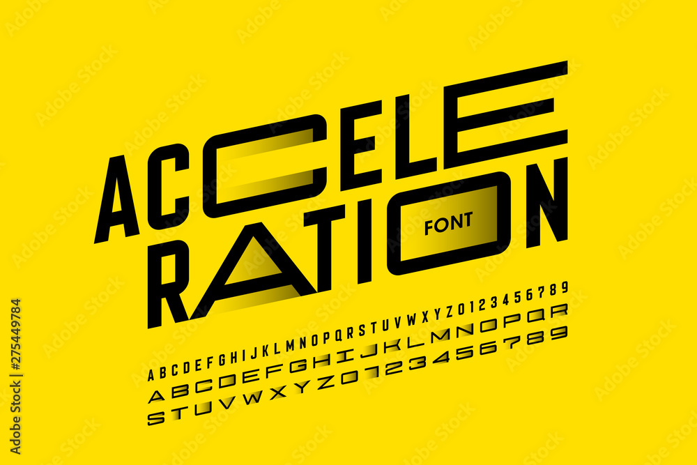 Fototapete acceleration style font design, alphabet letters and numbers