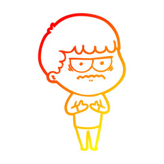 warm gradient line drawing cartoon annoyed man